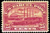 United States Parcel Post Stamps - 1912 - 1913 All Printed in Carmine Rose - 25¢ Manufacturing