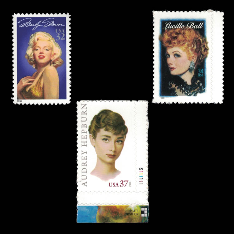 US Legendary Actresses Stamp Set of 3