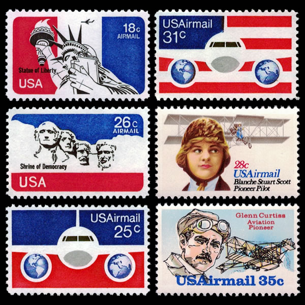1974-80 U.S. Airmail Stamp Set | U.S. Back of the Book Stamps