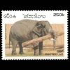 1997 Laos Stamp #1330 - 250k Asian Elephant holding log