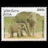 1997 Laos Stamp #1331 - 300k Adult Asian Elephant and Calf